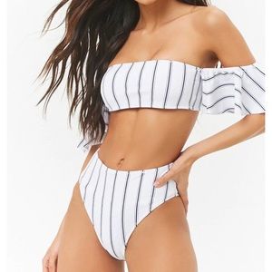NWT Forever 21 High Waisted Striped Bikini